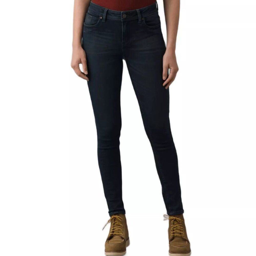prAna Soma Skinny Jean Dark Wash Blue Tinted Black Size 0 25 Stretch